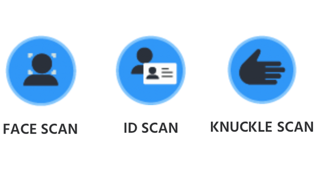 face, ID, and knuckle scans